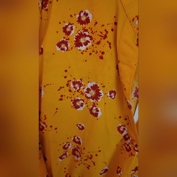 MPH Collection 3X Drawstring Waist 3/4 Sleeve Yellow Red White - Picture 3 of 8